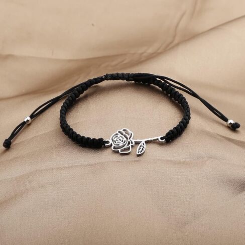 YLWJSP 12 Months Flower Braided Rope Bracelet Birth Month Flower Jewelry Birth Flower Gift Birthday Gift for Her Birth Month Gift in Saudi Arabia