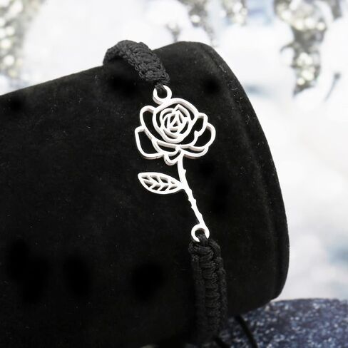 YLWJSP 12 Months Flower Braided Rope Bracelet Birth Month Flower Jewelry Birth Flower Gift Birthday Gift for Her Birth Month Gift in Saudi Arabia