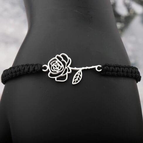 YLWJSP 12 Months Flower Braided Rope Bracelet Birth Month Flower Jewelry Birth Flower Gift Birthday Gift for Her Birth Month Gift in Saudi Arabia