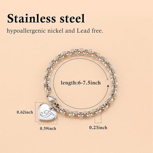 Initial Bracelets for Women 26 Letters Alphabet Charm Bracelet Stainless Steel Heart Bracelet Women Jewelry in Kuwait