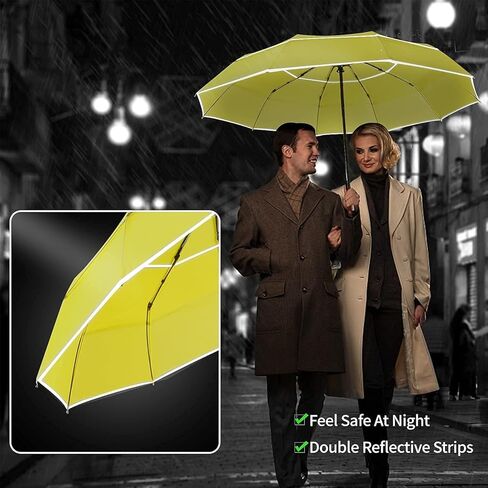 YumSur Compact Travel Umbrella - Windproof, Reinforced Canopy, Tested in 60mph Winds, Strong Reinforced Windproof Umbrella, One Touch Auto Open/Close for Men & Women in Kuwait