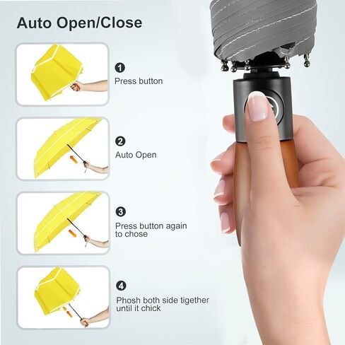 YumSur Compact Travel Umbrella - Windproof, Reinforced Canopy, Tested in 60mph Winds, Strong Reinforced Windproof Umbrella, One Touch Auto Open/Close for Men & Women in Kuwait