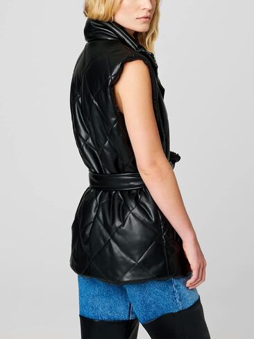 [BLANKNYC] سترة نسائية مبطنة من الجلد النباتي مع حزام ذاتي in Kuwait