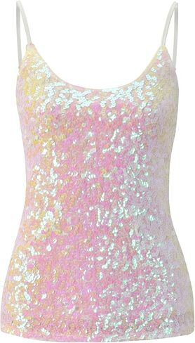 Howriis Women's Sequins Summer Short Camisole Tank Tops in Kuwait