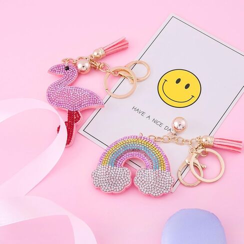 سلسلة مفاتيح Soleebee Glitter Keychain Premium SS6 كريستال شرابة سلسلة مفاتيح جلدية حقيبة ساحرة للنساء والفتيات in Kuwait