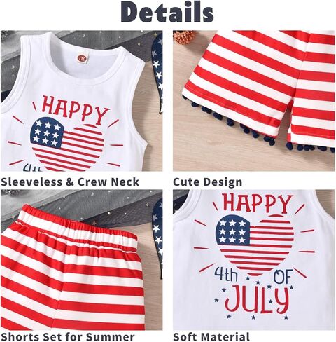 Aalizzwell Little Toddler Girls 4th of July Outfit in Saudi Arabia