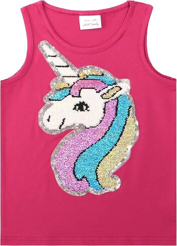 قمصان بدون أكمام للفتيات من HH Family لطيفة ومطرزة بالترتر للأطفال ملابس صيفية in Kuwait