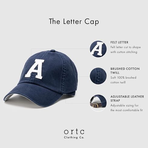 قبعة ORTC Letter - قبعة بيسبول كلاسيكية مع حزام جلدي - 100% قطن ناعم، مقاس واحد يناسب الجميع - للرجال والنساء in Kuwait
