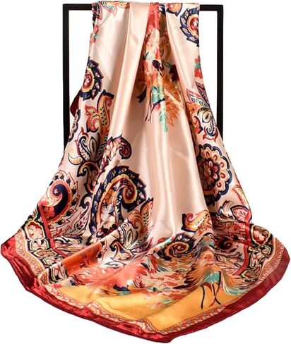 Stlvoll 5PCS Large Satin Head Scarves - Silk Square Like Neck Scarf Hair Wraps Headscarf for Sleeping Head Scarf Bundle 35 in in Saudi Arabia