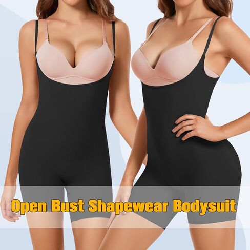 VVX Open Bust Shapewear for Women Tummy Contro-Body Shaper Fajas Seamless Butt Lifting Bodysuit High Waist Shorts - Black 3XL/4XL in Kuwait