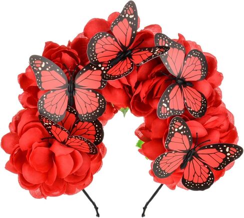 زي حفلة الهالوين من Vividsun Day of The Dead Flower Crown وRose Floral Crown in Kuwait