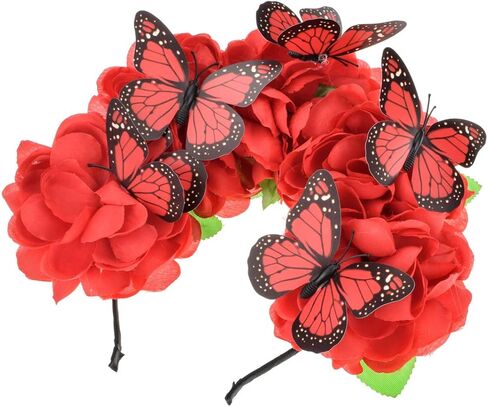 زي حفلة الهالوين من Vividsun Day of The Dead Flower Crown وRose Floral Crown in Kuwait