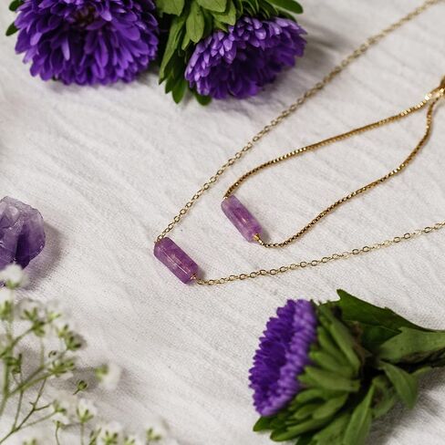 عقد من حجر اللوتس ولونا ستون أوف ذا إيرث الذهبي الأنيق من حجر الشفاء (الزبرجد، الجمشت، الكوارتز الأبيض، الأمازونيت، العقيق الدانتيل الأزرق) in Kuwait