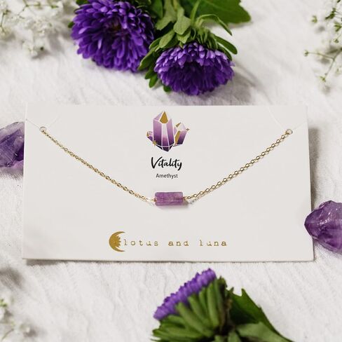 عقد من حجر اللوتس ولونا ستون أوف ذا إيرث الذهبي الأنيق من حجر الشفاء (الزبرجد، الجمشت، الكوارتز الأبيض، الأمازونيت، العقيق الدانتيل الأزرق) in Kuwait