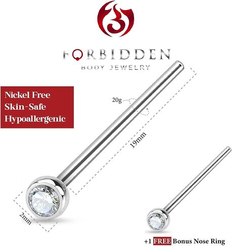 Forbidden Body Jewelry 18-20g Surgical Steel 2mm Press Fit CZ Fishtail Custom Bend Nose Stud in Saudi Arabia