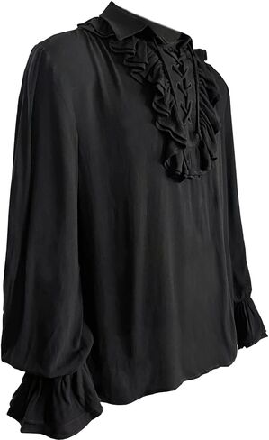 قميص VOREING الرجالي المكشكش من عصر النهضة التنكري، قميص قرصان Steampunk من العصور الوسطى in Kuwait