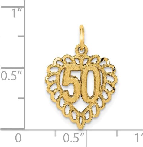 Solid 14k Yellow Gold 50 in Heart Charm Pendant - 22mm x 15mm in Saudi Arabia