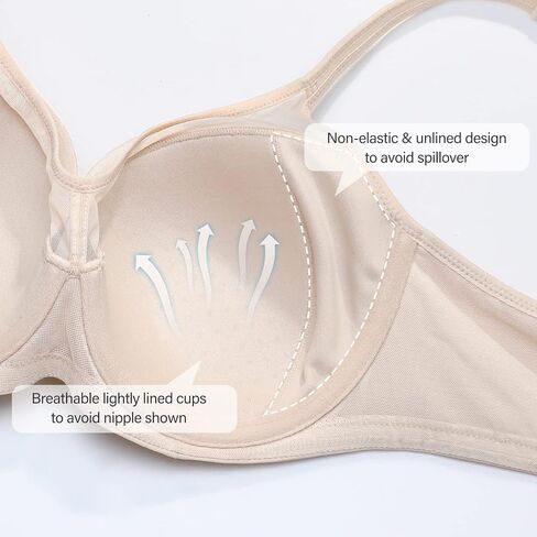 DELIMIRA Women's Full Coverage Bras Lightly Lined Plus Size Sheer Underwire Support Bra in Kuwait