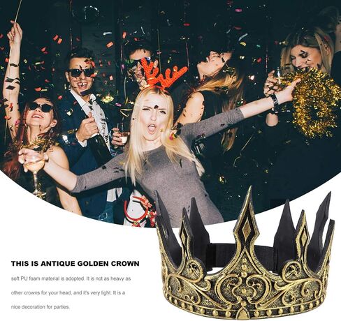NUOBESTY Halloween Crown Headdress PU Foam 3D Royal Medieval King Crown Antique Tiara Headband for Halloween Party Cosplay Show Props نمط عشوائي in Kuwait