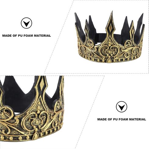 NUOBESTY Halloween Crown Headdress PU Foam 3D Royal Medieval King Crown Antique Tiara Headband for Halloween Party Cosplay Show Props نمط عشوائي in Kuwait