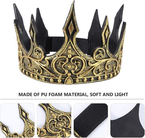NUOBESTY Halloween Crown Headdress PU Foam 3D Royal Medieval King Crown Antique Tiara Headband for Halloween Party Cosplay Show Props نمط عشوائي in Kuwait