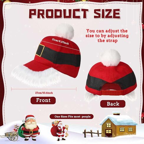 Santa Baseball Cap Unisex Christmas Hats Vintage Christmas Baseball Caps with Pom Ball Adjustable Santa Hat for Men Women Holiday, Red White in Saudi Arabia