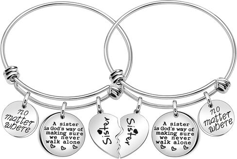 اساور دائرية دائرية بتصميم قلب مكسور للابنة الاخت من جيه كيو فين بتصميم دائري من المعدن, Round, معدن, ان ايه in Kuwait