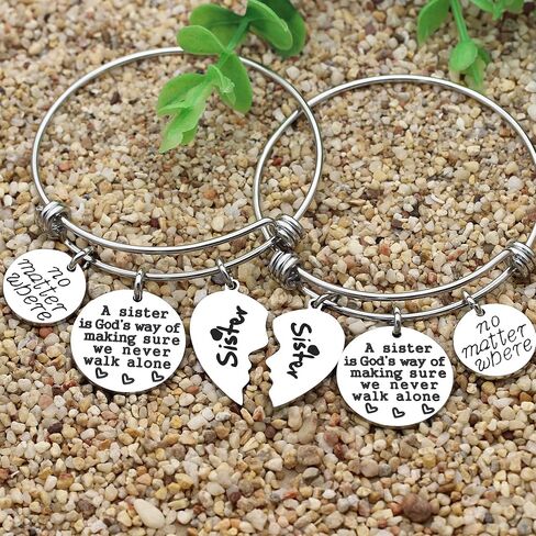 اساور دائرية دائرية بتصميم قلب مكسور للابنة الاخت من جيه كيو فين بتصميم دائري من المعدن, Round, معدن, ان ايه in Kuwait