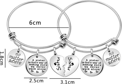 اساور دائرية دائرية بتصميم قلب مكسور للابنة الاخت من جيه كيو فين بتصميم دائري من المعدن, Round, معدن, ان ايه in Kuwait