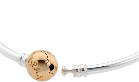 PANDORA Moments Two-Tone Ball Clasp Bangle - Bracelet for Women - Compatible Moments Charms - Features 14k Gold & Sterling Silver - Gift for Her in Saudi Arabia