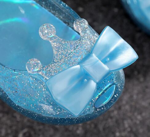 Dress Shoes for Girls, Toddler Girls Princess Jelly Sandals Blue Jellies Flat Size 12 Clear Sparkle Mary Jane Dance Party Cosplay Glitter Shoes with Bow in Saudi Arabia