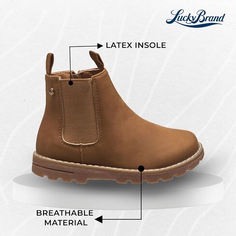 Lucky Brand Chelsea Boots for Girls Little Kid - Outdoor Side Zipper Comfortable Girls Ankle Boots - Stylish Little Girl Boots with Suede Upper and Anti-Slip Patterned Outsole in Saudi Arabia