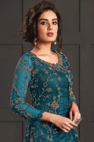 ShopNstyle جاهز للارتداء على الطراز الباكستاني ملابس عرقية مطرزة من تصميم Koti Salwar Kameez Salwar Suit للنساء in Kuwait