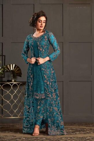 ShopNstyle جاهز للارتداء على الطراز الباكستاني ملابس عرقية مطرزة من تصميم Koti Salwar Kameez Salwar Suit للنساء in Kuwait