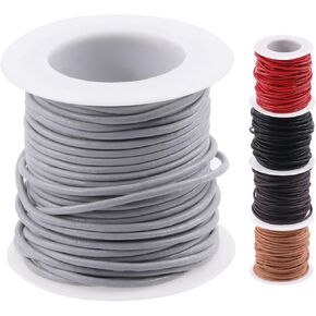 Swpeet 1 Roll 2mm x 11Yard Red Leather Rope, Crafts Round Cowhide, Jewelry Leather Cord, Natural Rawhide Rope for Jewelry Making, Shoelaces, Braided Bracelets, Versatile Applications