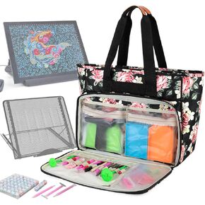 Yarwo Carrying Case for Diamond Painting A4 LED Light Pad, Portable Storage Bag for Diamond Painting Tools and Supplies, Dandelion (Patented Design)