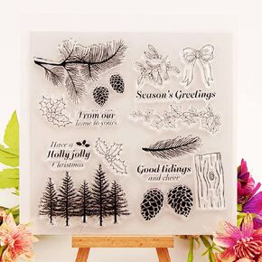 Christmas Tree Socks Bell Clear Stamps Music Note Pattern Transparent Seal Stamps for Holiday Card Making Decoration and DIY Scrapbooking Album DIY Crafts in Kuwait
