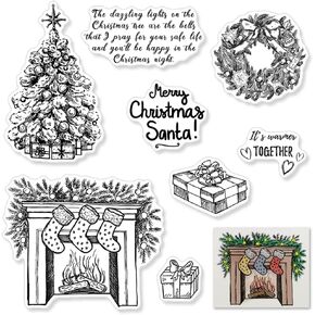 Christmas Clear Stamps Decorative Xmas Theme Winter Blessing Sentiment Words, Snowflake Clear Rubber Scrapbooking Stamps with Sentiment for Card Making DIY Photo Album in Kuwait