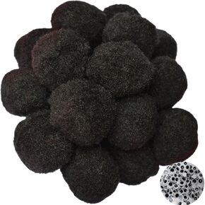 1.2 inch Black Pom Poms Balls Pompom (100 Pack) with Wiggle Eyes for Arts and Crafts in Kuwait