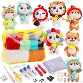 BAGERLA Needle Felting Kit, Wool Felting Beginner Kits Includes 8 Pcs Animal Instructions Felting Pad Needle Felting Basic Tools, Complete Needle Felting Supplies for DIY Felting Starters