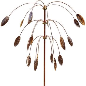 Stanwood Wind Sculpture: Kinetic Copper Triple Spinner - Falling Foliage in Saudi Arabia