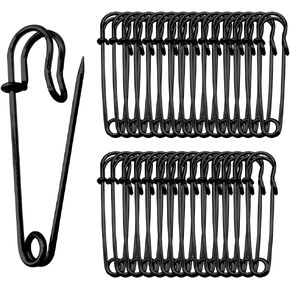 Safety Pins Brooches 2 inch/50mm Heavy Duty Blanket Pins for Blankets, Crafts, Kilts, Skirts, Sweaters, Shawls - 30 Pack (2 Inch/50mm, Black) in Kuwait