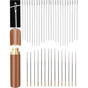 إبر الخياطة، 15 قطعة من إبر خياطة العين الكبيرة، 24 قطعة من إبر الخيط الذاتي للخياطة اليدوية، إبر الخياطة اليدوية مع علبة إبرة من الخشب الصلب (QS51) in Kuwait