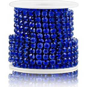1 Roll 5 Yards Large Crystal Rhinestones Close Chain, 5mm Rhinestone Chain, SS24, Sew on Crystal Rhinstone Chain Trim, Crystal Claw Cup Chain Roll (Silver Base + Crystal Clear, SS24 / 5.0mm)
