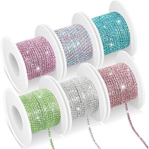 Berlune 6 Roll 33 Yards 2 mm Rhinestone Chain Trim for Crafts,Vibrant Color in Saudi Arabia