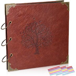 barsone Scrapbook Photo Album, 50 Pages (10x10") DIY Leather Photo Album Self Adhesive Pages Heart Cover Scrapbook, Baby Scrapbook Album Wedding Guest Book, School Memory Book