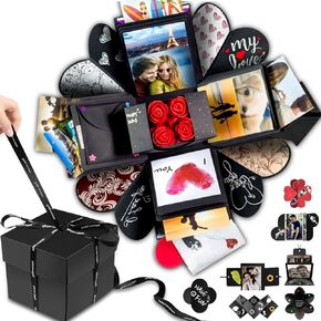 Wanateber Explosion Box DIY Gift - Love Memory, Scrapbook, Photo Box for Birthday Gift, Anniversary,Wedding or Valentine's Day Surprise Box (Black) in Kuwait