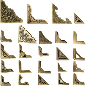 96PCS Metal Book Corner Protector, 24 Styles Iron Guard Edge Cover, Vintage Metal Decorative Cover Pad, for School Book Album Scrapbook Notebook, Desk Jewelry Case Box Gifts (Package A) in Saudi Arabia