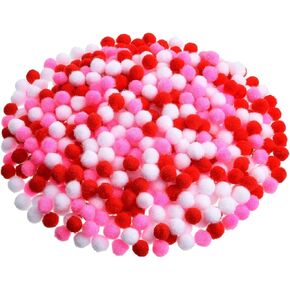 600 Pieces Valentines Pom Poms Fluffy Pom Balls Mini Craft Pompoms for Valentine's Day DIY Craft Party Decorations (Multicolor) in Saudi Arabia