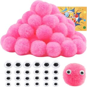 White Craft Pom Poms, 250 Pieces Pom Poms Set, 1 Inch Large White Pom Poms, 0.39 inch Small Glitter Pom Pom Balls, for DIY,Arts and Crafts Pom Poms Balls